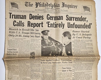 April 29,  1945 -  Vintage World War 2 Newspaper