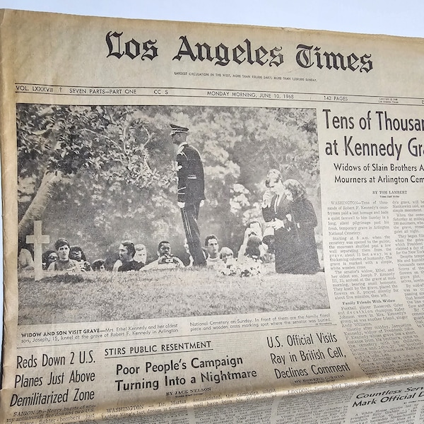 June 10, 1968 Newspaqper - Robert Kennedy