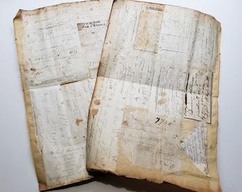 1890s TWO Large Ledger Pages of Pharmacy Prescriptions