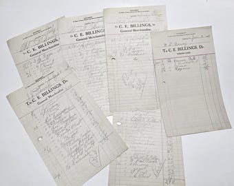 6 Antique Receipts 1914