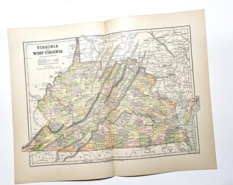 1882 Virginia  and West Virginia Antique Map