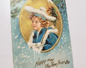1907 January 1 - Happy May The New Year Be - Antique Postcard