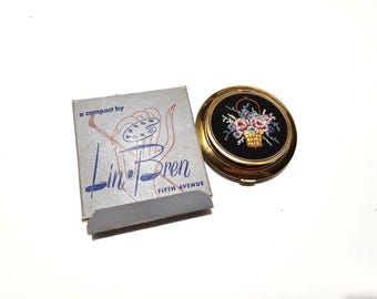 Unused Vintage Lin Bren Ladies Powder Compact With Box
