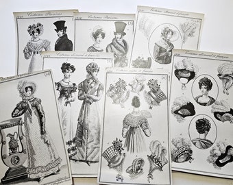 French Fashions Of 1815 -1822-- Large Vintage Fashion Plates