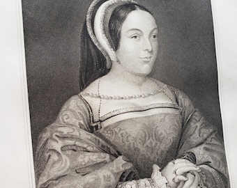 1823 Margaret Tudor, Queen Of Scotland Antique Engraving