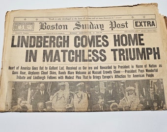 June 12, 1927 Charles Lindbergh Newspaper