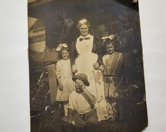 Antique Photograph - Children With Nanny