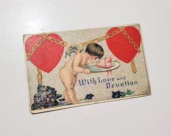 1900s Antique Postcard - With Love And Devotion