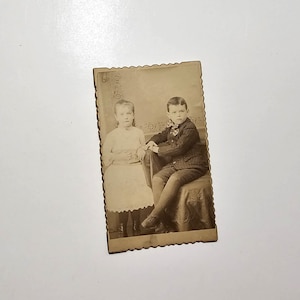 1800s Children Carte De Viste  Antique Photograph