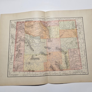 1895 Antique Map of Wyoming