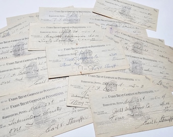 5 Antique Checks 1920s