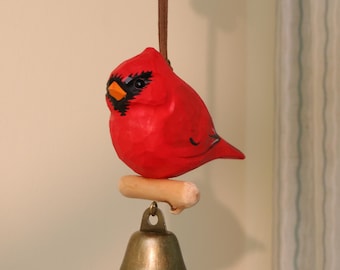 Cardinal Ornament, Handmade Wooden Bird Ornament, Hand Crafted Birds, Christmas Ornament, Artisan bird Decor, Ecofriendly Wood Art