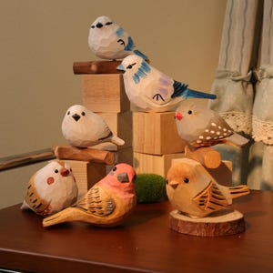 Handmade Wooden Bird Figurine, Bookshelf Decor, Hand Crafted Birds, Bird Lover Gift, Artisan Animal Decor, Wood Carved Gift