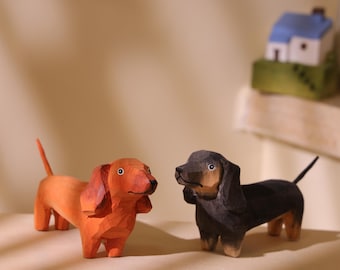 Handmade Wooden Dog Figurine, Dachshund, Hand Crafted Dogs, Dog Lover Gift, Artisan Animal Decor,  Bookshelf Decor, Eco Friendly Toys