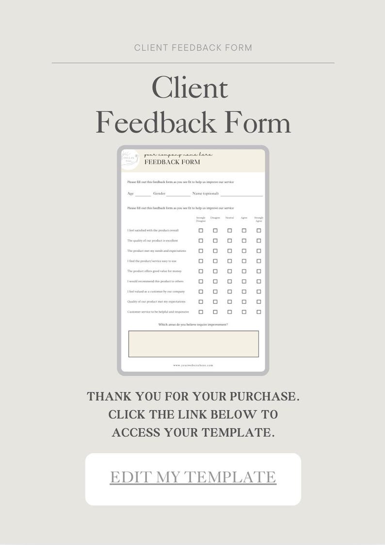 Client Feedback Form Methods Client Feedback Form - Etsy