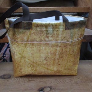 Upcycled Vinyl Banner - Large Tote Bag Purse - Old World Map