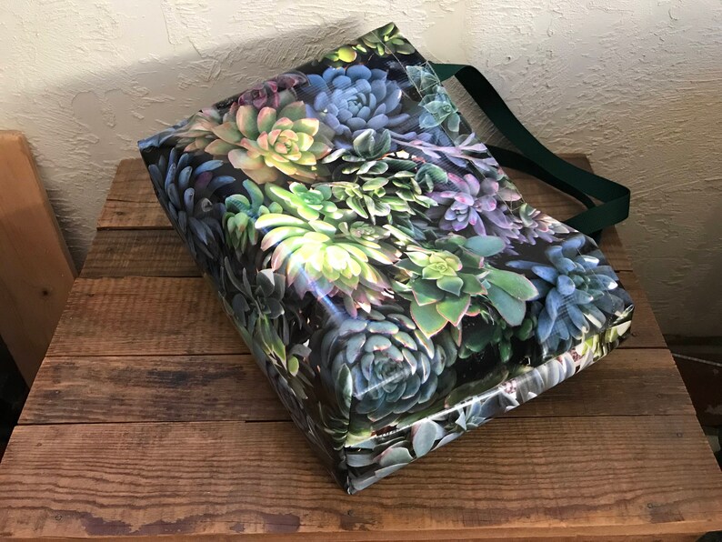 Assorted Succulents Large Vinyl Tote Bag Different image on each side