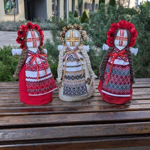 BraveUA Authentic Ukrainian Motanka Doll on Wooden Base, Collectible Doll, Slavic Design Traditional Ukrainian Doll, Made in Ukraine