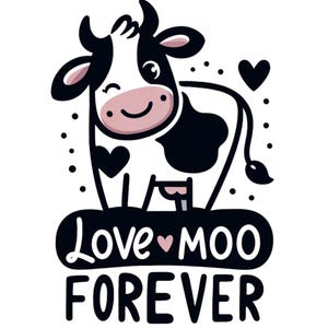 Cute cow graphic PNG love moo forever cow printable animal lover multiple product use PNG perfect cow lover gift PNG