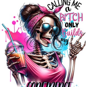 Sarcastic Skeleton PNG: Funny Goth Watercolor Design (Digital Download