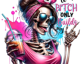 Sarcastic Skeleton PNG: Funny Goth Watercolor Design (Digital Download