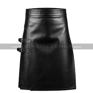 Handcrafted Black Leather Kilt: Gothic Steampunk Warrior Wear