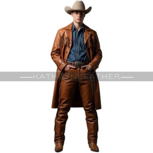 Handmade Leather Cowboy Suit: Fringe Coat & Pants Set