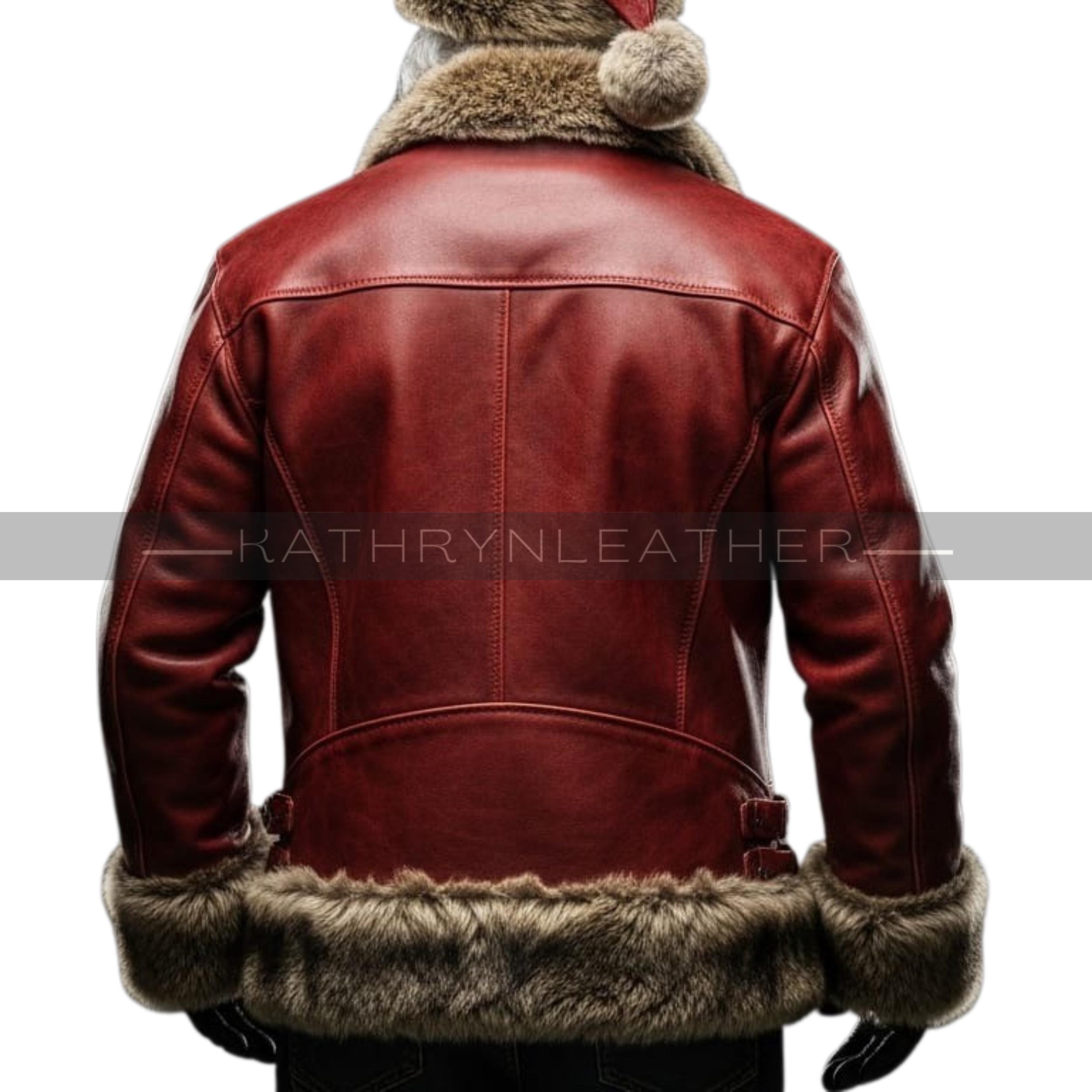 SANTASSE レザージャケット TRACKER JACKET サンタセ Handcrafted Leather Santa Jacket & Hat Set: Fur Trim Christmas