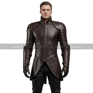 Medieval Brown Leather Armor Jacket – Cosplay & LARP Wear  Leather Warrior Coat – Handmade  Fantasy Costume