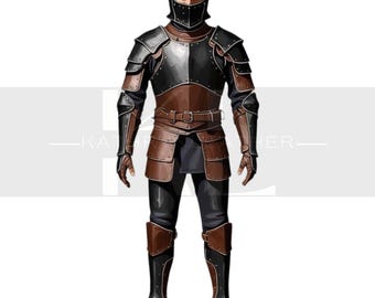 Medieval Brown and Black Leather Armor Suit