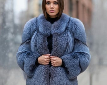 Real Fox Fur Jacket – Luxury Handmade Winter Coat for Women
