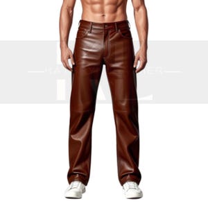 Premium Men&#39;s Brown Leather Pants/leather Pant/Gay pant/brown leather pant/handmade leather pant