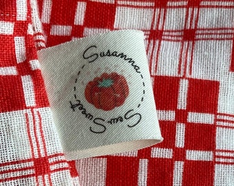 Personalized Organic Cotton Sewing Labels: Retro Circle Clothing Tags