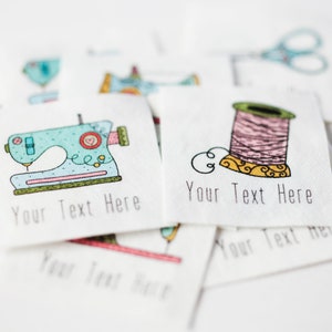 Custom Fabric Labels for Makers of Handmade Items - Cotton Sewing Tags with Colorful Graphics, Personalized