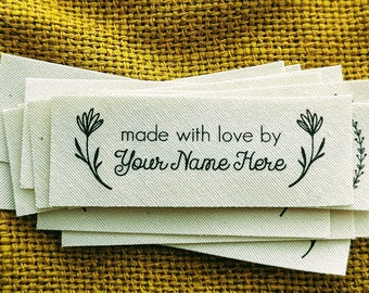 Small Botanical Laurel Fabric Labels, Set of 25