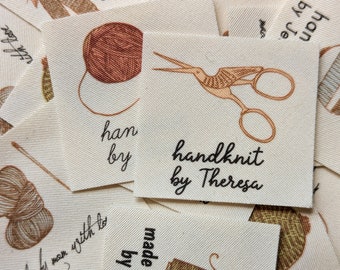 Personalized Knitting Labels, Fabric Tags for Handmade Items (Crochet or Knitting Gift)