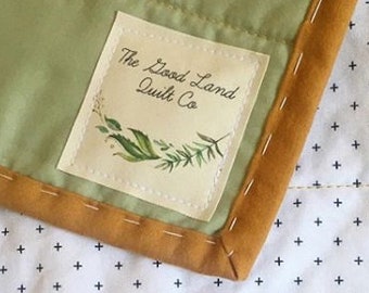 Botanical Wreath Labels - Eco Friendly Sewing Tags for Handmade Items, 100% Organic Cotton, Personalized