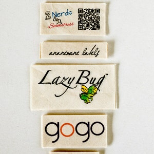 Natural Fabric Labels for Handmade Items custom clothing tags, iron on or sew on for sewing, knitting, and quilting image 1