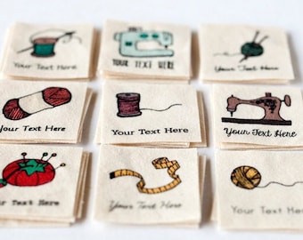 Personalized Crochet Labels for Handmade Items and Gifts on Organic Cotton  fabric Tags 