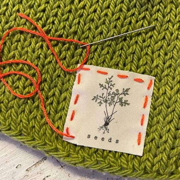 Square Fabric Labels for Handmade Items, Printed with Your Logo or Text on Organic Cotton, for Knitting, Sewing, and Quilting