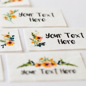 Modern Calligraphy Watercolor Floral Labels - 100% Cotton Personalized Tags for Handmade Items