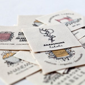 Sewing Labels for Handmade Items, Personalized Custom Tags for Quilts and Clothing on Organic Cotton image 3