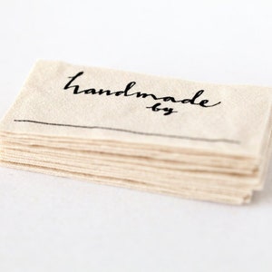 Handmade By Labels (Knitting, Crochet, or Sewing Labels) - customizable for handmade items, organic cotton