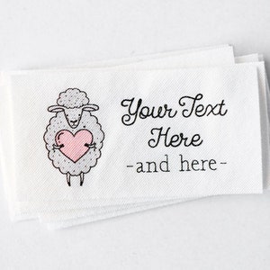 Sheep Logo Labels - Personalized Knitters' Tags - 100% Cotton Crochet Labels, Customized for Handmade Items and Knits