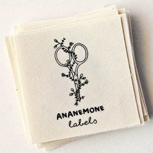 Custom Logo Labels for Handmade Items Designed with Delicate Sewing Artwork, Elegant Fonts, and Your Custom Text image 1