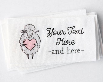 Sheep Logo Labels - Personalized Knitters' Tags - 100% Cotton Crochet Labels, Customized for Handmade Items and Knits