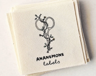 Custom Logo Labels for Handmade Items - Designed with Delicate Sewing Artwork, Elegant Fonts, and Your Custom Text