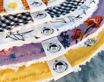 Custom Hem Tags - Organic Cotton Fold Over Labels for Handmade Items and Clothing, Printed in Color (Knitting and Sewing Labels for Crafts)