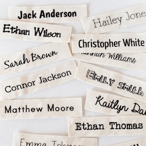 Organic Cotton Name Labels Sew on Name Tags clothing - Etsy