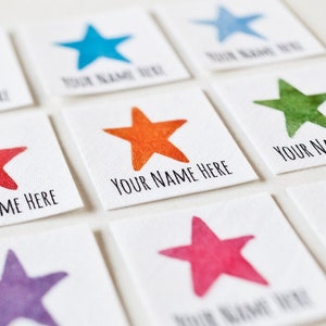 Kids' Uniform Name Tags for Face Masks - Iron On Personalized Clothing Labels with Colorful Stars